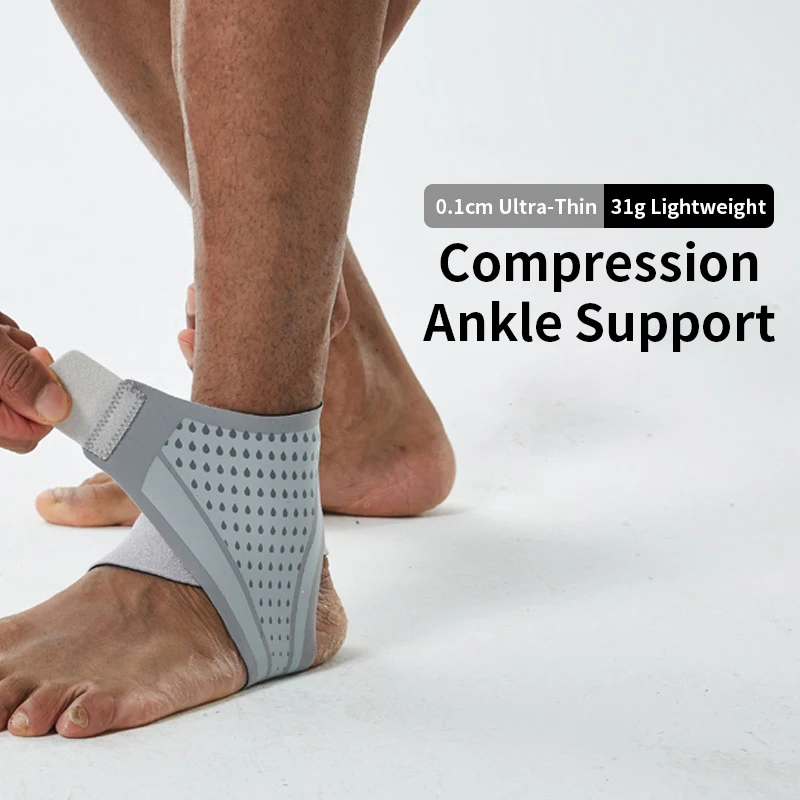 

Ultra-Thin Adjustable Ankle Brace for Men Women Compression Sleeve for Plantar Fasciitis Sprain Swelling Tendinitis Sports