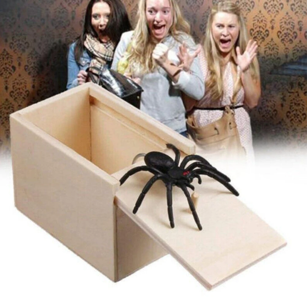 Wooden Prank Spider Scare Box Pranks Stuff Toys Handcrafted Wooden Spider Money Surprise in A Box Practical Joke Toys Gag Gift