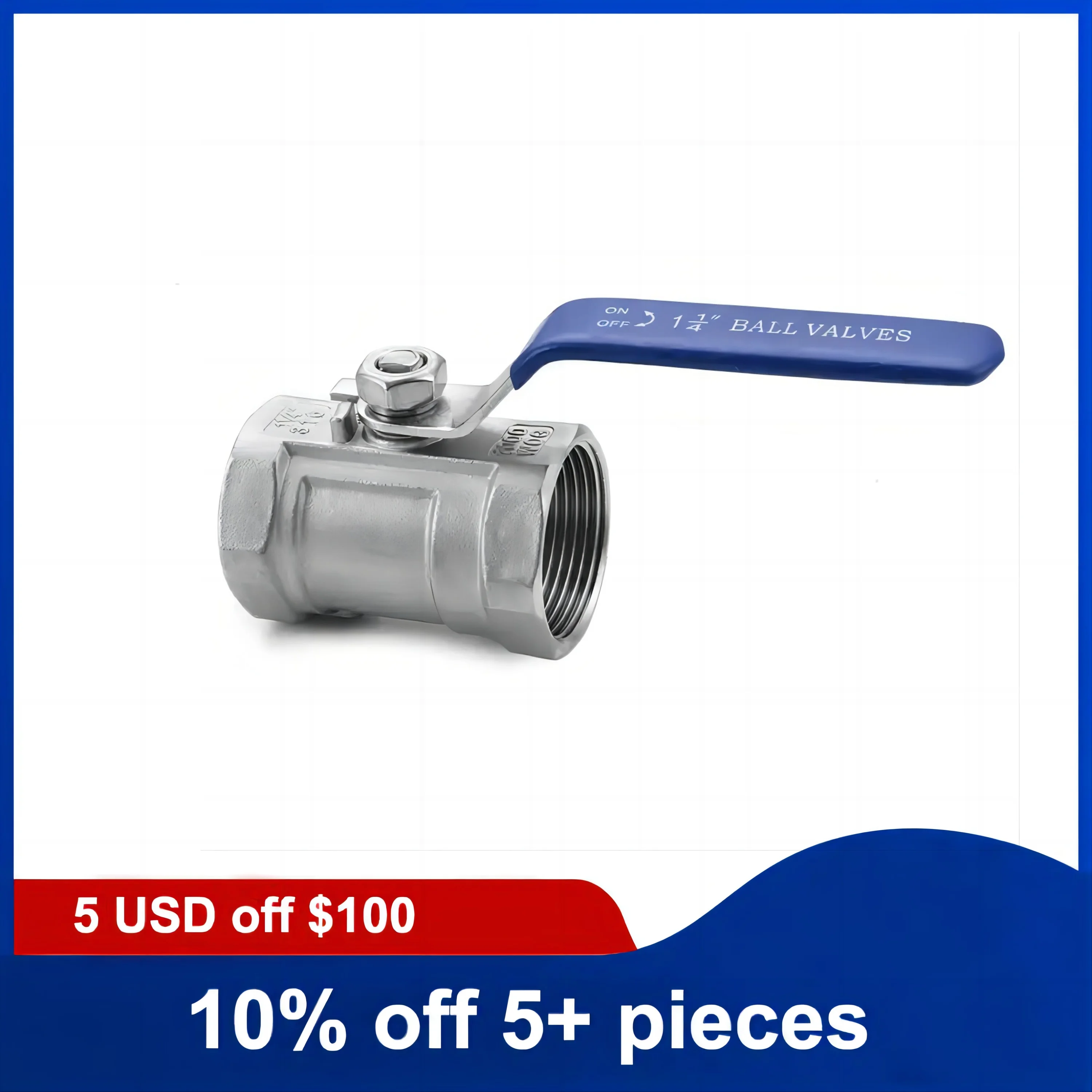 1-1/4inch Stainless Steel Two Way Manual Valve Female Thread Water Switch One-piece Manual Valve