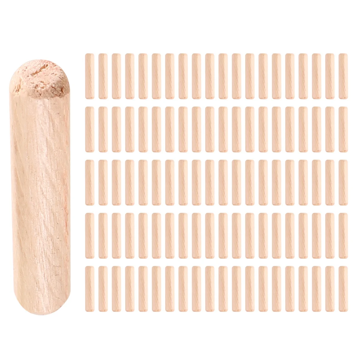 100 Pack Wooden Dowel Pins Wood Kiln Dried Fluted and Beveled