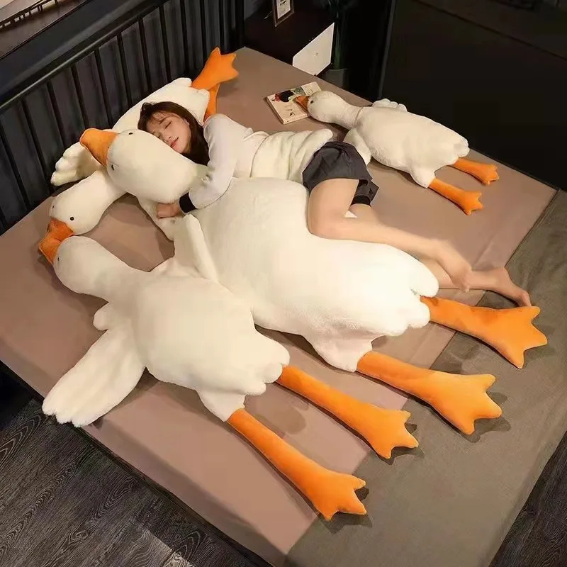 50-190cm Cute Big White Goose Plush Toys Giant Duck Baby Sleeping Pillows Super Sofa Cushion Stuffed Animal Dolls Gifts for Kids