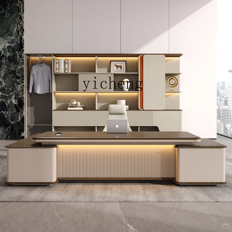 YFY  office desk and chair combination simple modern light luxury senior sense leadership office chairperson president platform