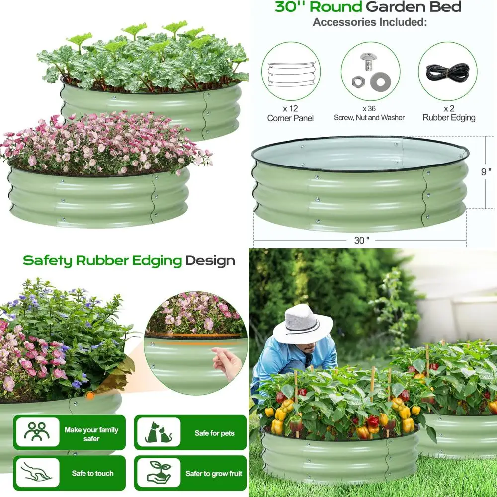 Aoodor 2-Piece 9-Feet Tall Metal Elevated Garden Beds for Outdoor Planting of Vegetables, Flowers, and Arugula