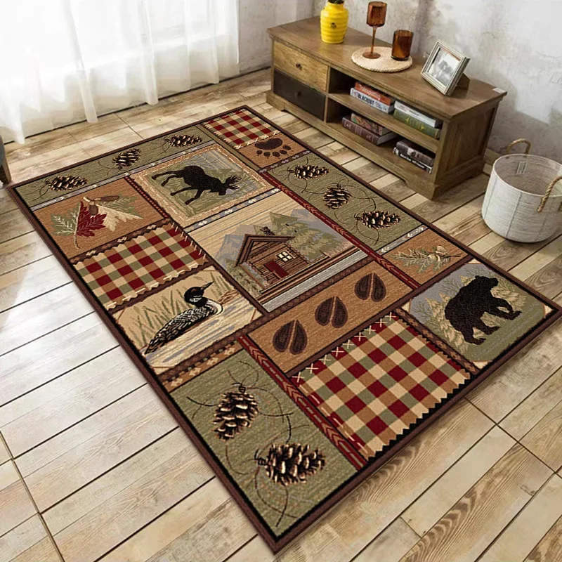 Vintage Rustic Crystal Pile Carpet Non-Slip Dirty Resistant Household Living Room Bedroom Floor Mat