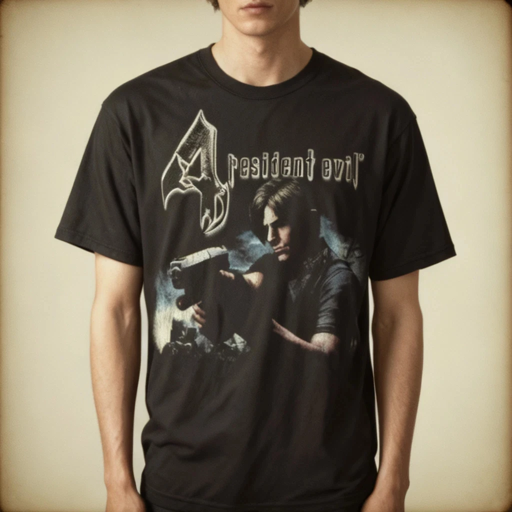 Resident Evil 4 Cotton T-Shirt Vintage Style Horror Game Graphic Tee  Men Clothing