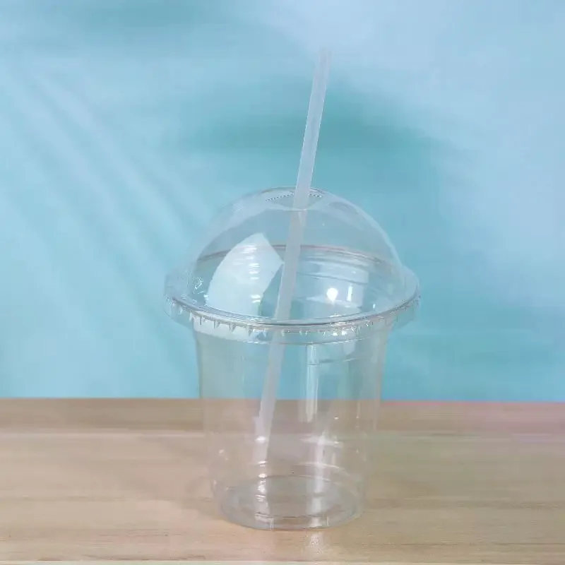 Transparent Plastic Cups With Lids 10Pcs 100 Straws Disposable Set For Milk Tea Fruit Juice Catering Supplies