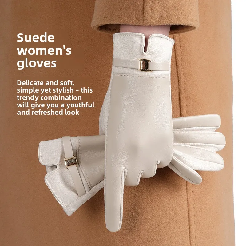 Warm Gloves Women Autumn Winter Velvet Thickened Touch Screen Windproof Cold Proof Skiing Driving Cycling Gloves Thermal