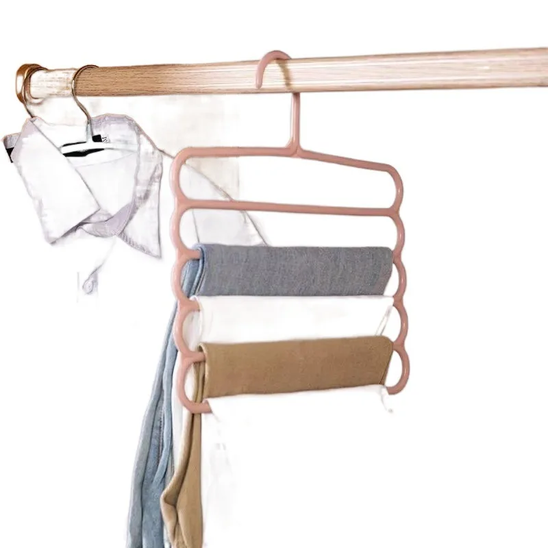 

Five-layer pants rack Multifunctional multi-layer pants hanger Household magic seamless pants rack Wardrobe storage artifact pan