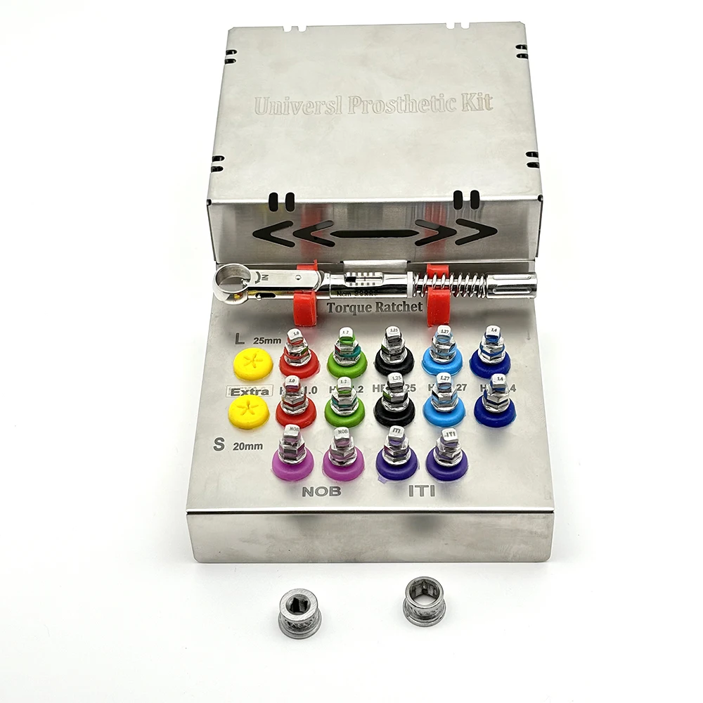 Universal Dental Implant Torque Kit with Screwdriver Wrench for Prosthetic Restoration and Ratchet Dentist Tools