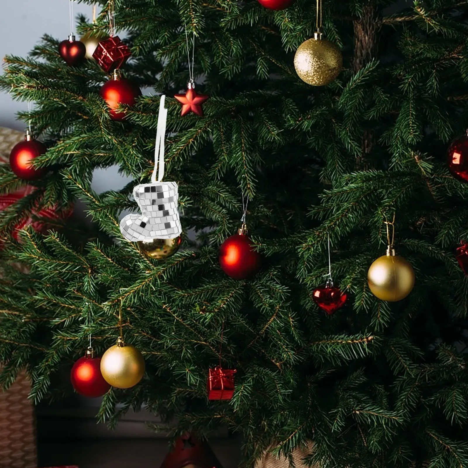 

Disco Themed Boot Pendant Christmas Tree Decoration Hanging Glass Boot Xmas Party Decor Festive Shiny Ornament