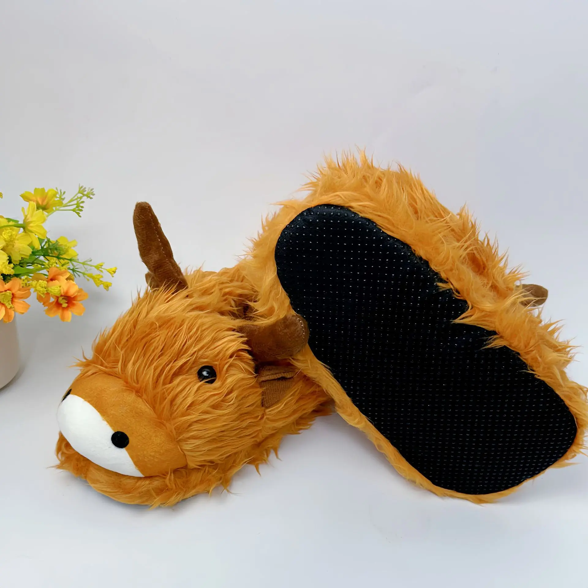 الياك الحيوان نعال قماش شتاء جديد الإبداعية المنزل الدافئة سميكة أحذية قطنية أسفل الكرتون نعال قماش لينة لطيف مهرجان هدية #6