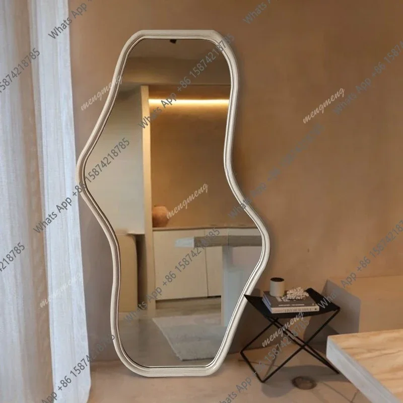 C68 Twisted Wonderland Standing Mirror Bedroom Wavy Girls Aesthetic Irregular Mirror Asymmetrical Garden Espelhos Home Decoratio