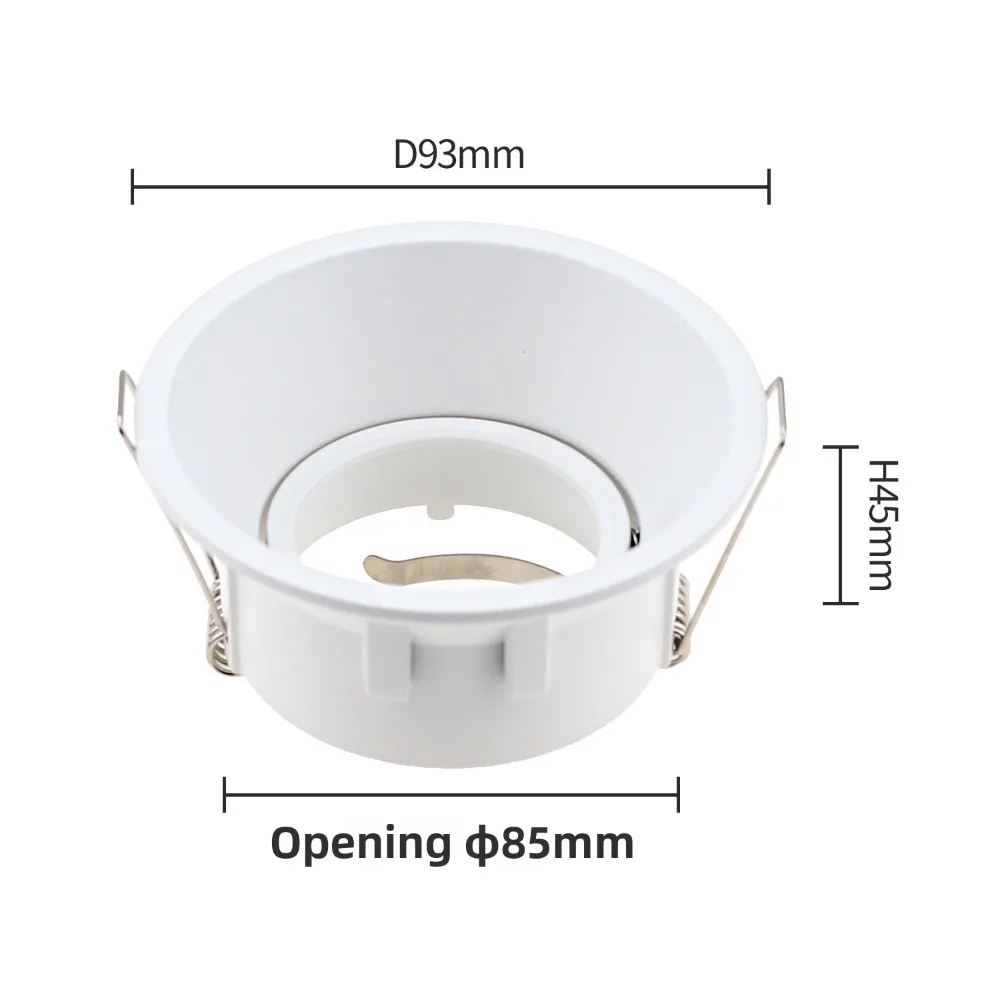 10/50Pcs MR16 Anti-glare Round Embedded Downlight, Aluminum Narrow Side Ceiling Lamp Shell GU10 Engineering Spotlight Cup Holder