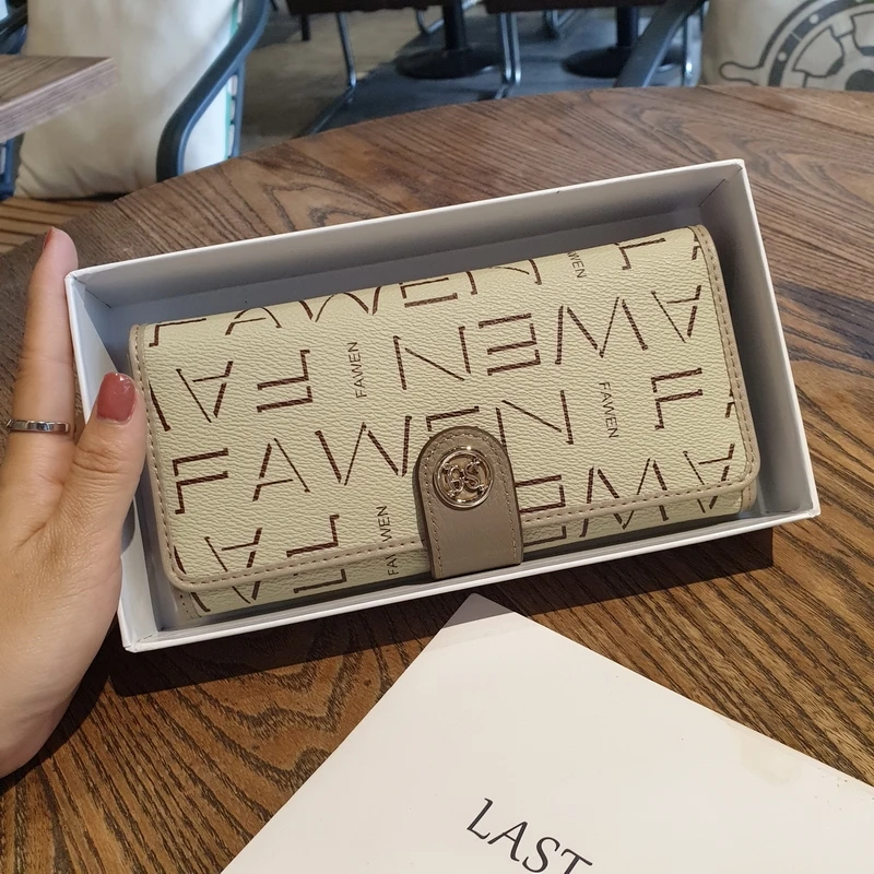 2025 Genuine Leather Women Wallets Letter Print Long Wallet First Layer Cowhide Clutch Bags For Ladies Two-tone Purse Billfold