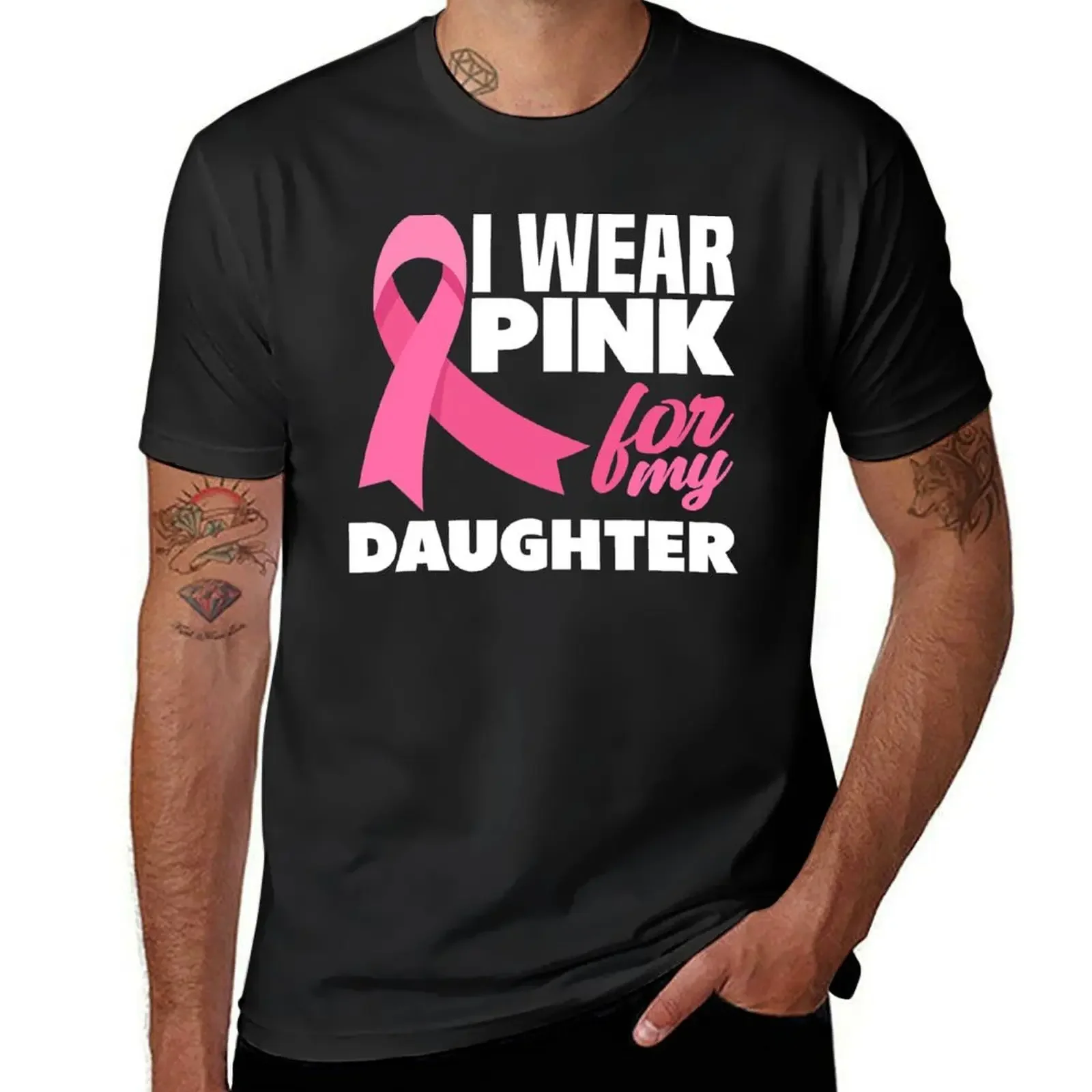 I Wear Pink For My Daughter Breast Cancer Awareness T-Shirt graphic tee shirt anime tshirt mens champion t shirts