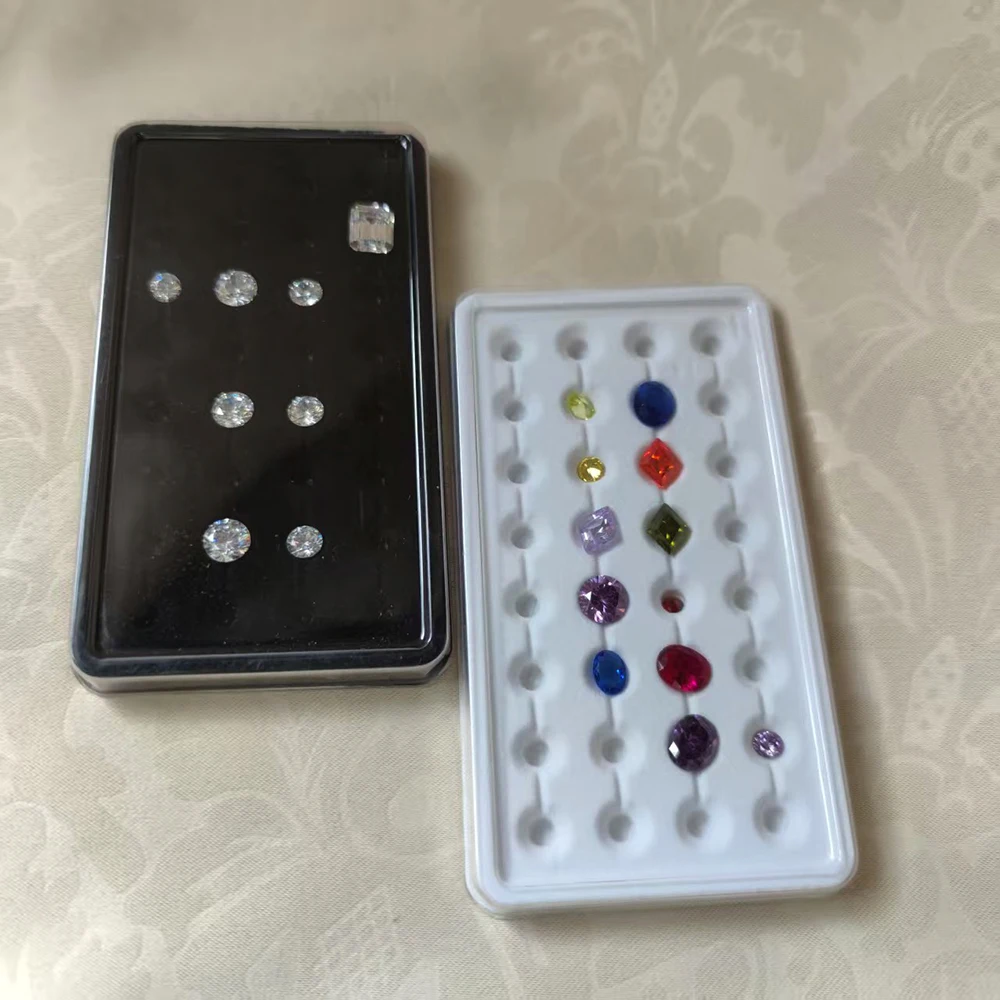 Loose Diamond Storage Box 10-12mm Beads Gem Jewelry Organizer Store Packaging Stone Case Gemstone Display Box Cover Tray 10Pcs