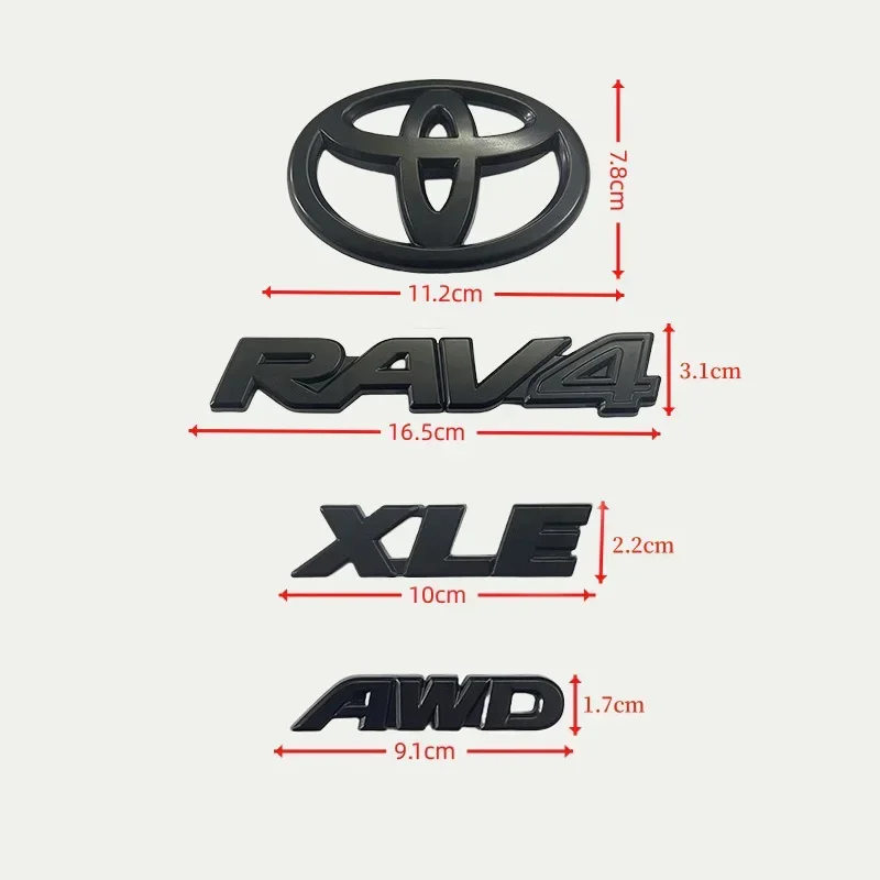 4PCS Matte Black ABS OVERLAY logo Emblem for 2019 - 2024 TOYOTA RAV4 XLE XLE LIMITED EMBLEM KIT Trunk sign sticker car accessory view 5
