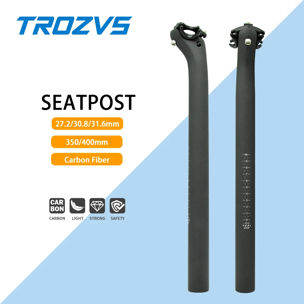 

LONGAND Matte Black 3K Carbon Fiber Seatpost for MTB/Road Bike Ultra-Light 27.2/30.8/31.6mm Diameter 350/400mm Length