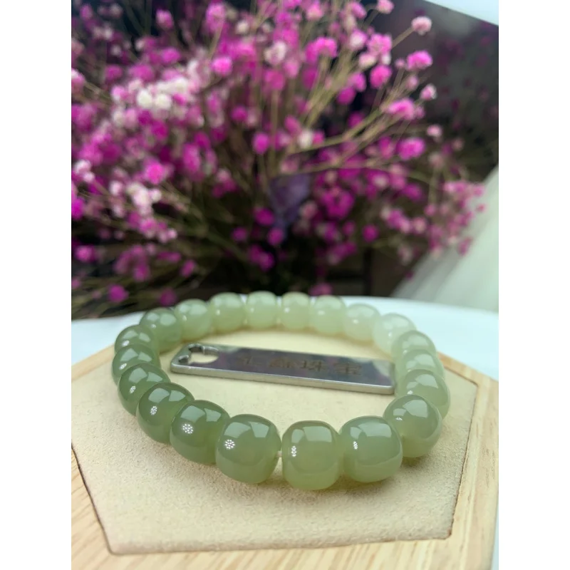 Hetian Jade Qinghai Material Gradient Color Old Beads 9*10 Bracelet