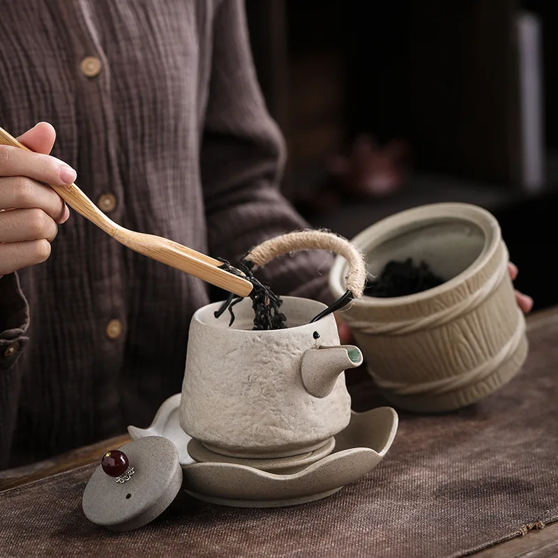 

Teapot Ceramic Stone Ceramic Beam Lifting Pot Household Retro Japanese Kung Fu Tea Set Single Pot Handmade Teapot