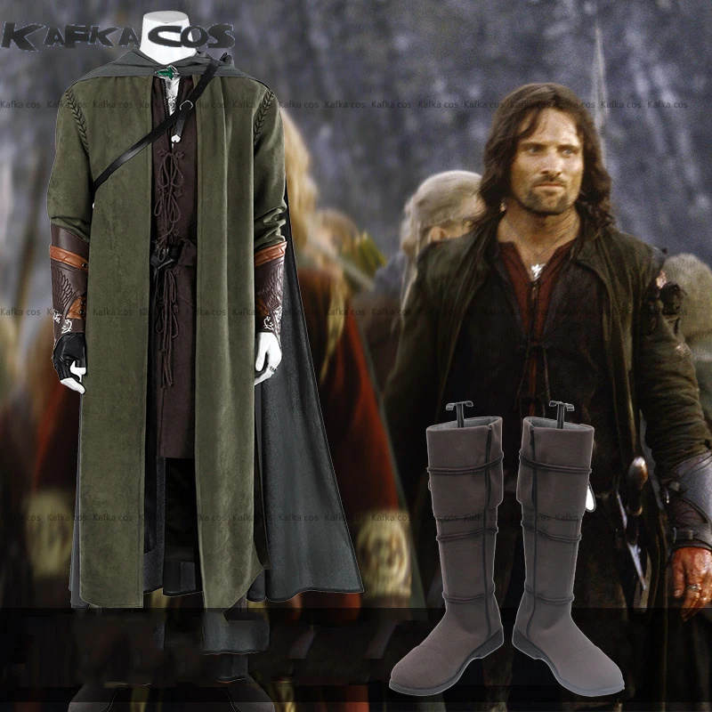 Movie Aragorn Cosplay Costume Outfits Estel Aragorn Strider Thorongil Fighting Uniform Women Men Halloween Role Play Shoes Prop