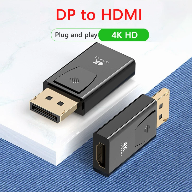 4K DP to HDMI-compatible Converter Displayport to 1080P HDTV Computer Monitor Audio Video Adapter