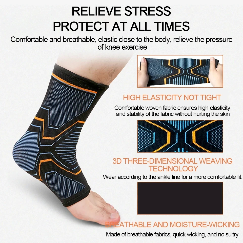 LOOGDEEL 1PCS Elastic Knitted Sports Ankle Support Brace Fitness Cycling Yoga Basketball Volleyball Foot Joint Ankle Protection