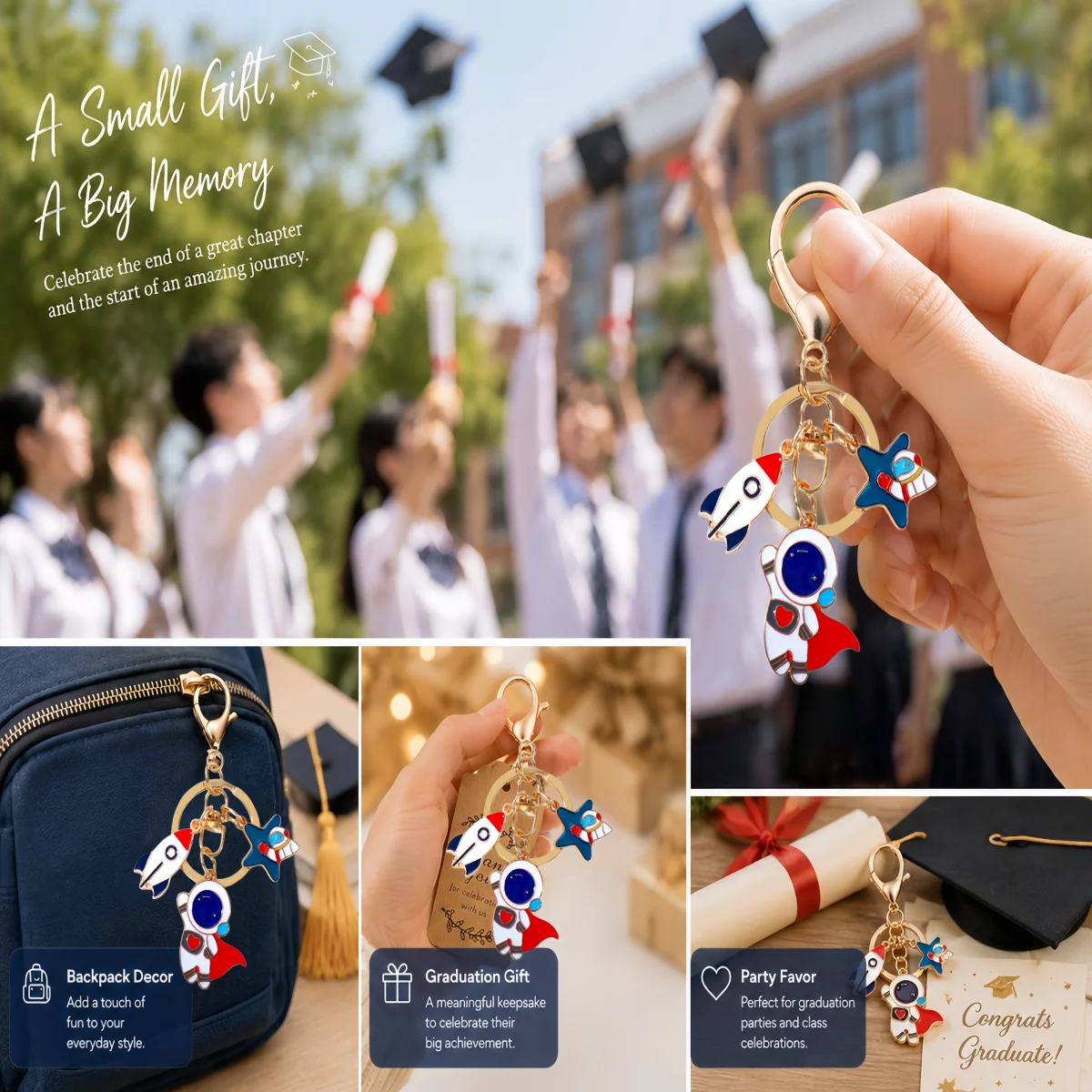 15pcs/5sets Astronaut Keychain Gift Space-Themed Party Supplies Holiday Party and Celebration Gift Set view 4