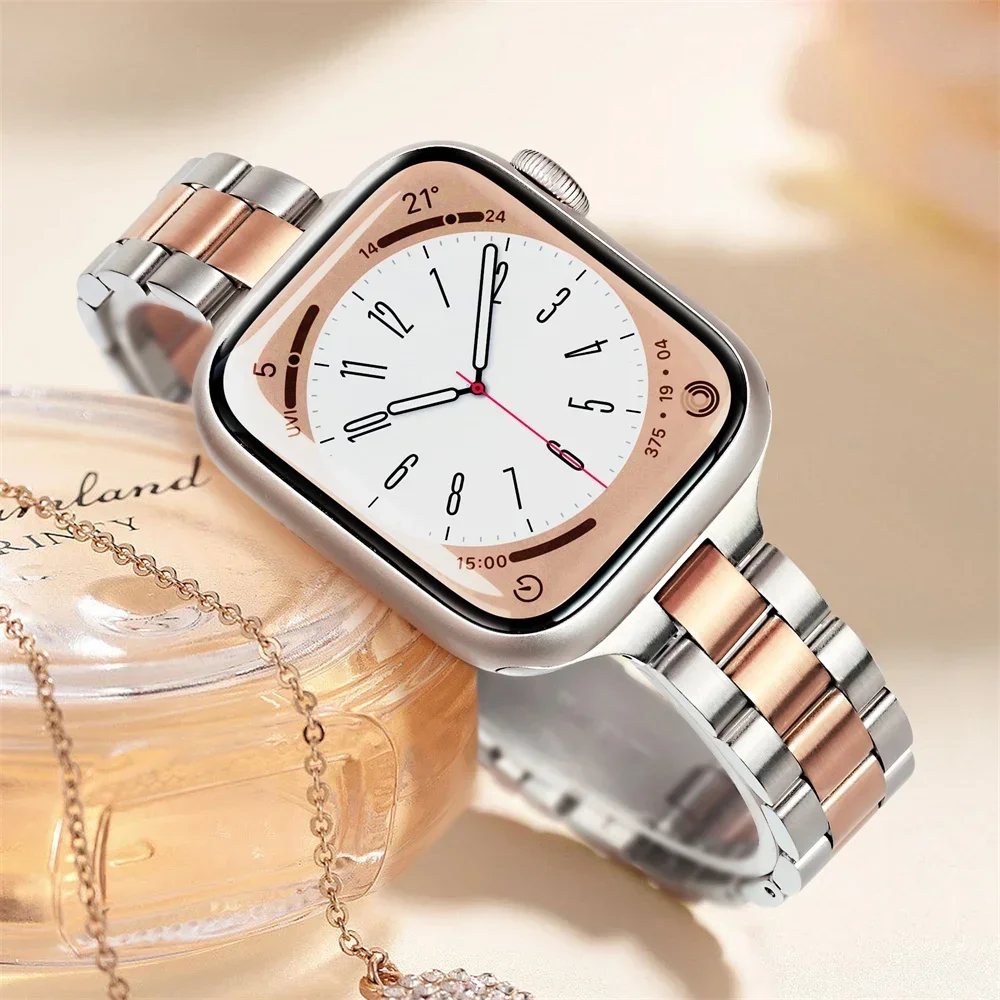 

Тонкий металлический ремешок для Apple Watch, ремешок 44 мм, 45 мм, 40 мм, 42 мм, 41 мм, браслет из нержавеющей стали iwatch series 9 8 7 6 SE 5 ultra 2 49 мм