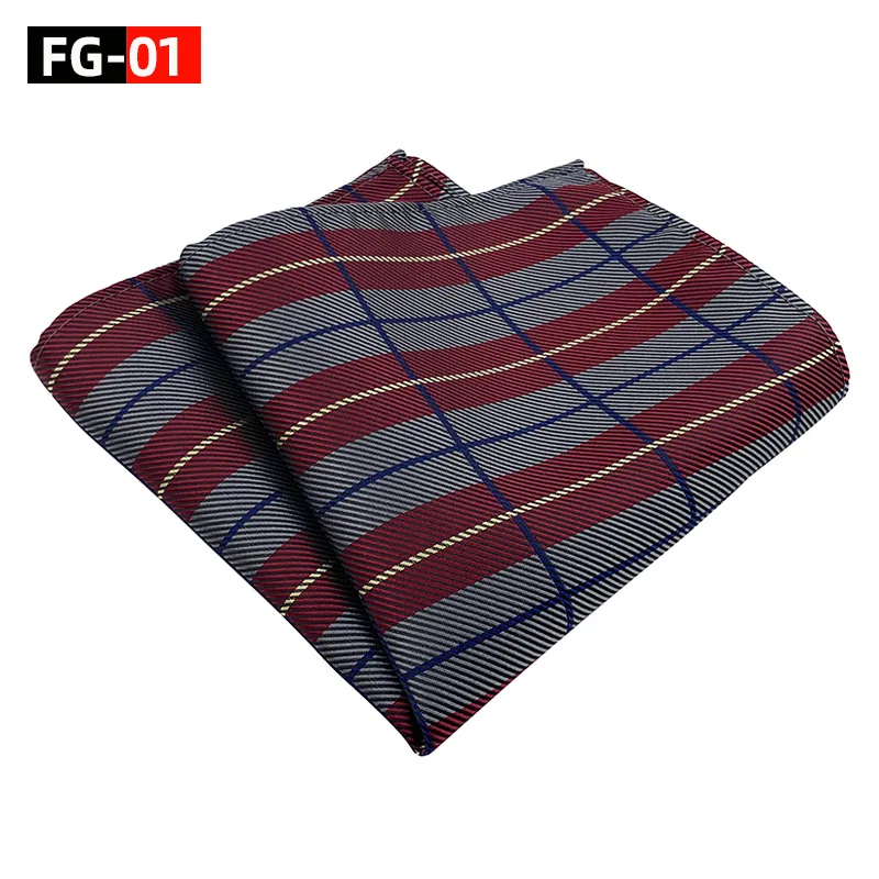 25*25CM Fashion Daily Classic Versatile Plaid Dot Polyester Handkerchief Pocket Square for Man Suit Accessories Wholesale