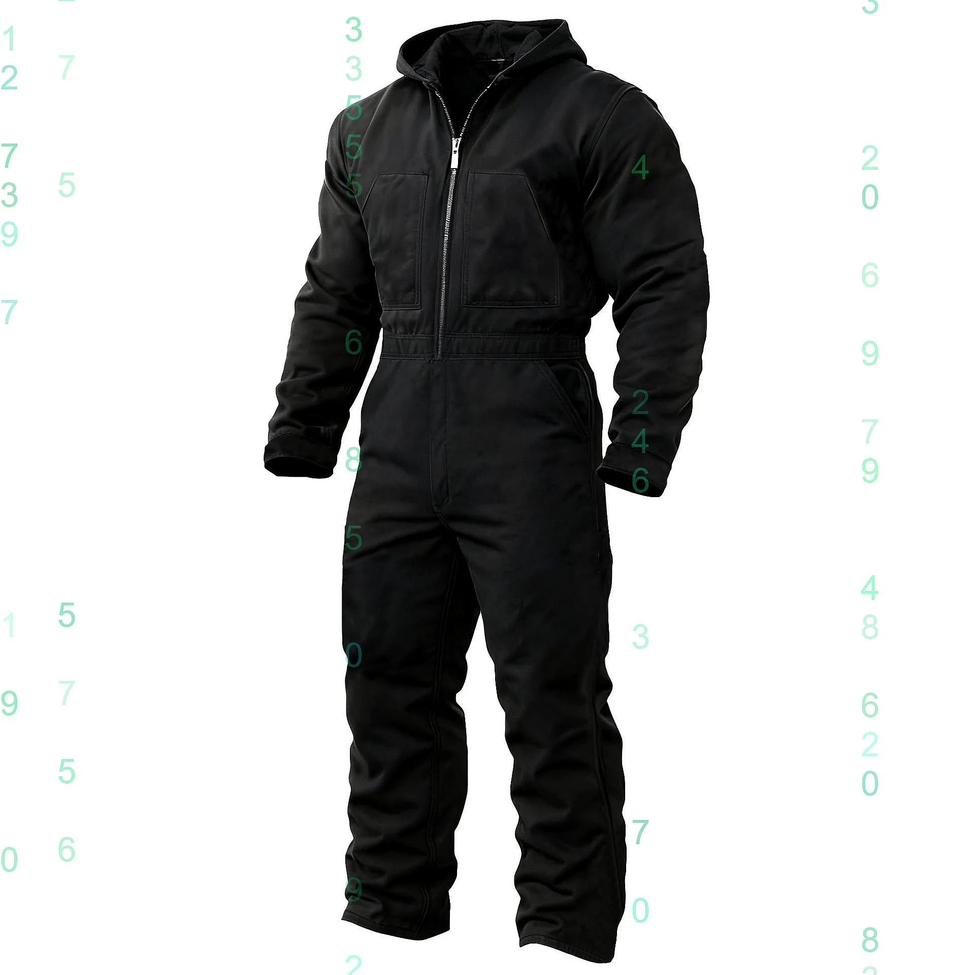 men's-retro-black-canvas-workwear-jumpsuit-long-sleeve-hooded-overall-coverall