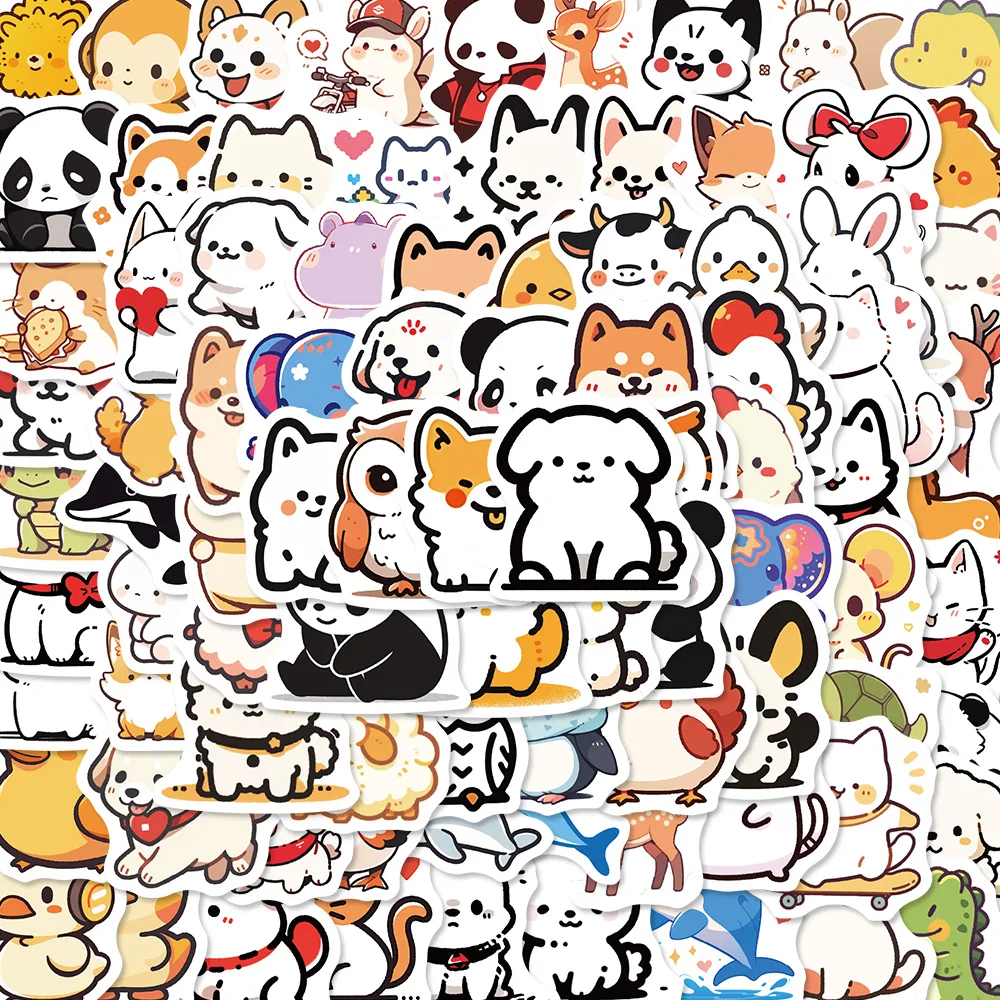 90PCS Graffiti Style Minimalist Animal Stickers For Children DIY Design Motorcycle Luggage Laptop Refrigerator Stickers Toy