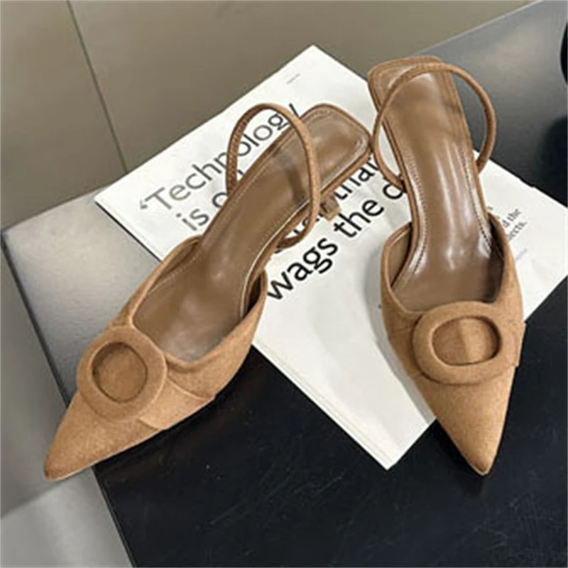 

Aneikeh/модные туфли-лодочки с квадратной пряжкой и украшением на пятке, женские элегантные модельные туфли на тонком низком каблуке с острым носком, банкетные туфли