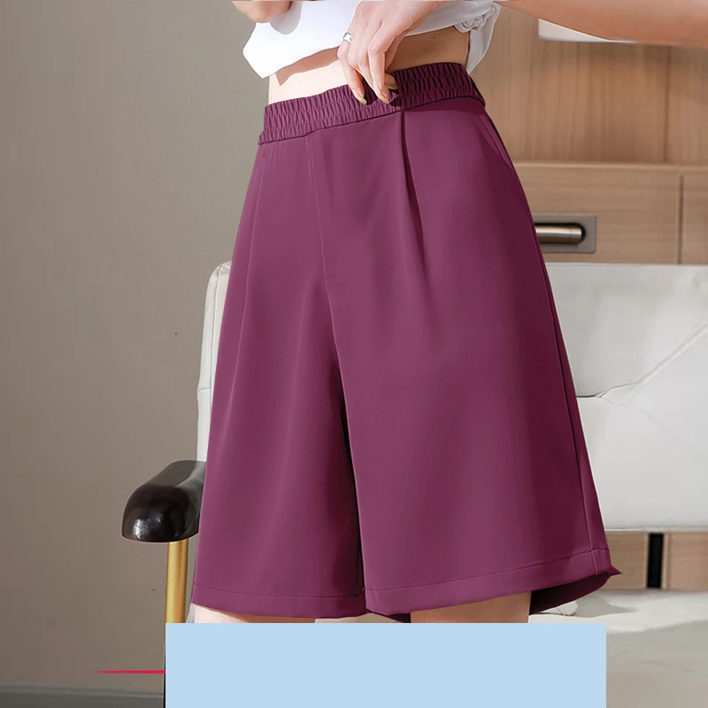 Thin Sports Shorts for Women\'s Summer New All-match Solid Color Loose Youth Elastic Waist Casual Shorts Fashion Vintage Clothing