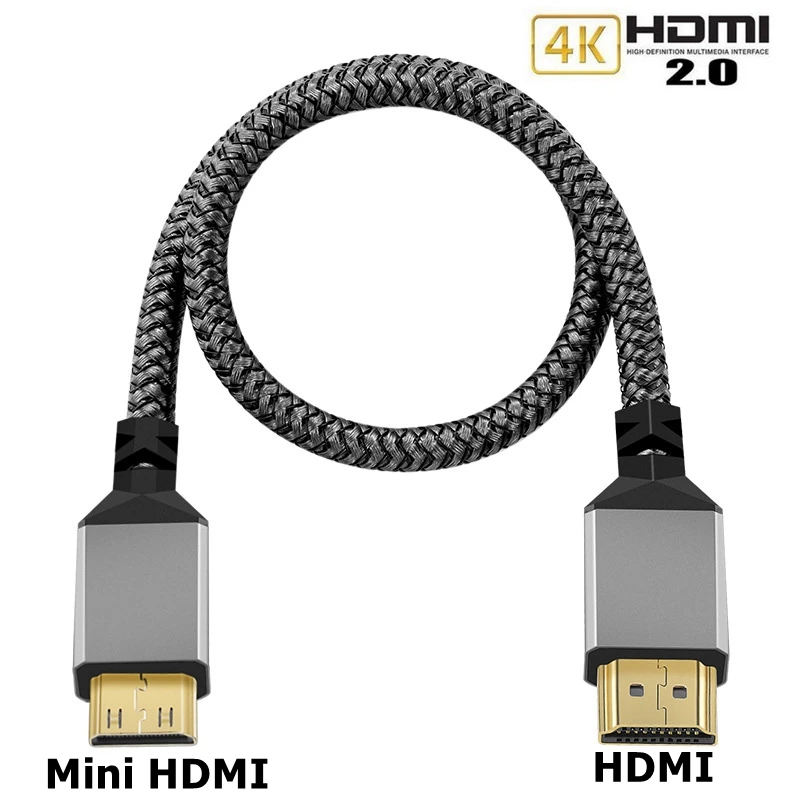 Cable de extensión de nailon trenzado 4K 60HZ TPU HDMI 1080P Micro Mini a HDMI, Cable macho Compatible con cámara PS3/4/5 proyector TV Box portátil