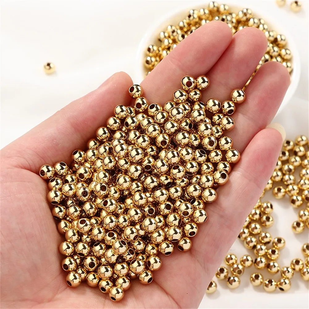 

14K Gold-wrapped 18K Gold Beads Scattered Round Beads Separated Loose Bead Diy Bracelet Necklace Jewelry Accessories