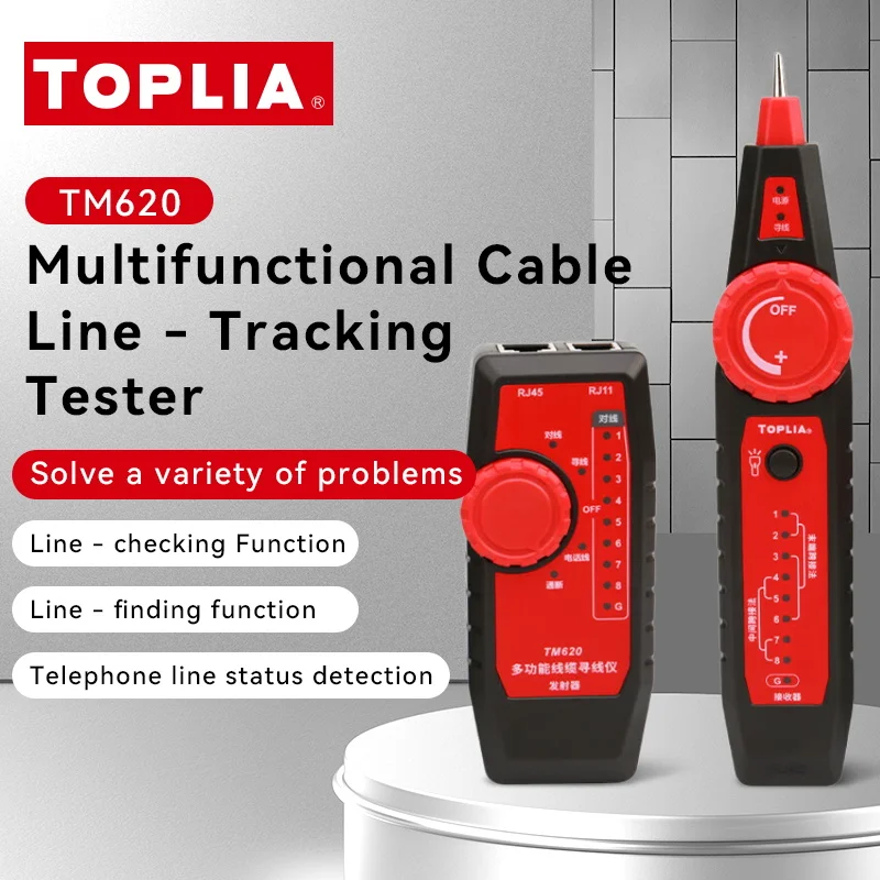 TOPLIA Network Cable Tester Tracer RJ11 RJ45 Wire Locator Line Tracker Finder Suitable for Ethernet, Telephone, Wire Maintenance