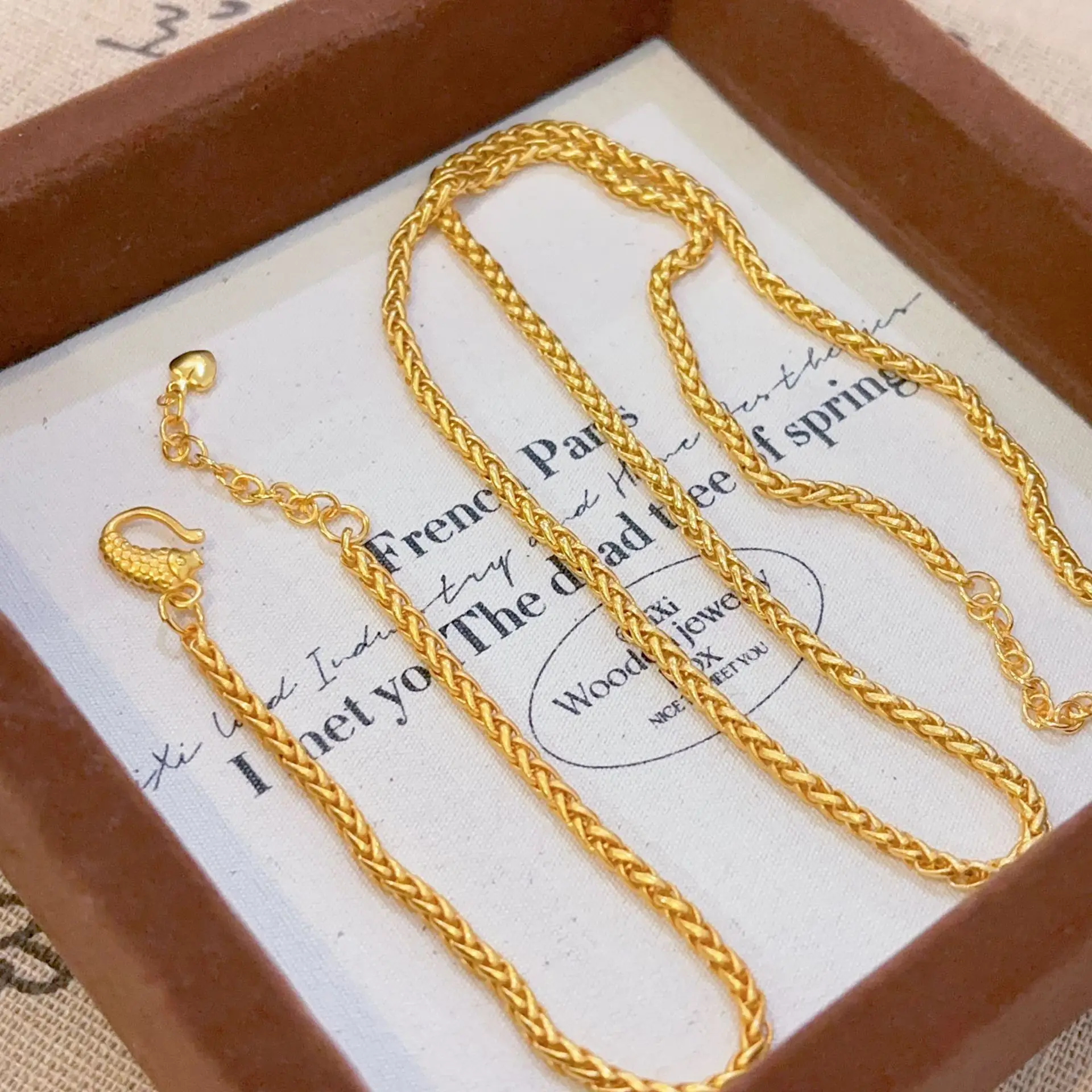 

Luxury 24K 9999 Pure Gold real gold Women's Koi Small Fish Wheat Bracelet