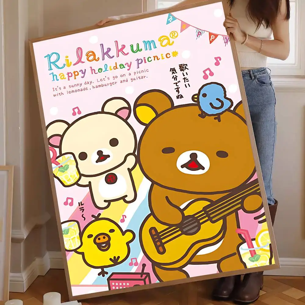 Cute Cartoon R-RilakkumaS Vintage Posters Sticky Vintage Room Home Bar Cafe Decor Kawaii Room Decor