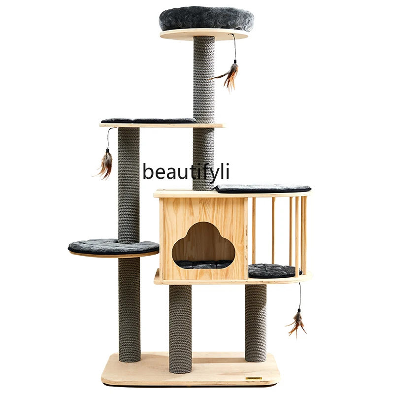 

Wooden Large Cat Tree Cat Rack Integrated Scratching Pole Pet Supplies