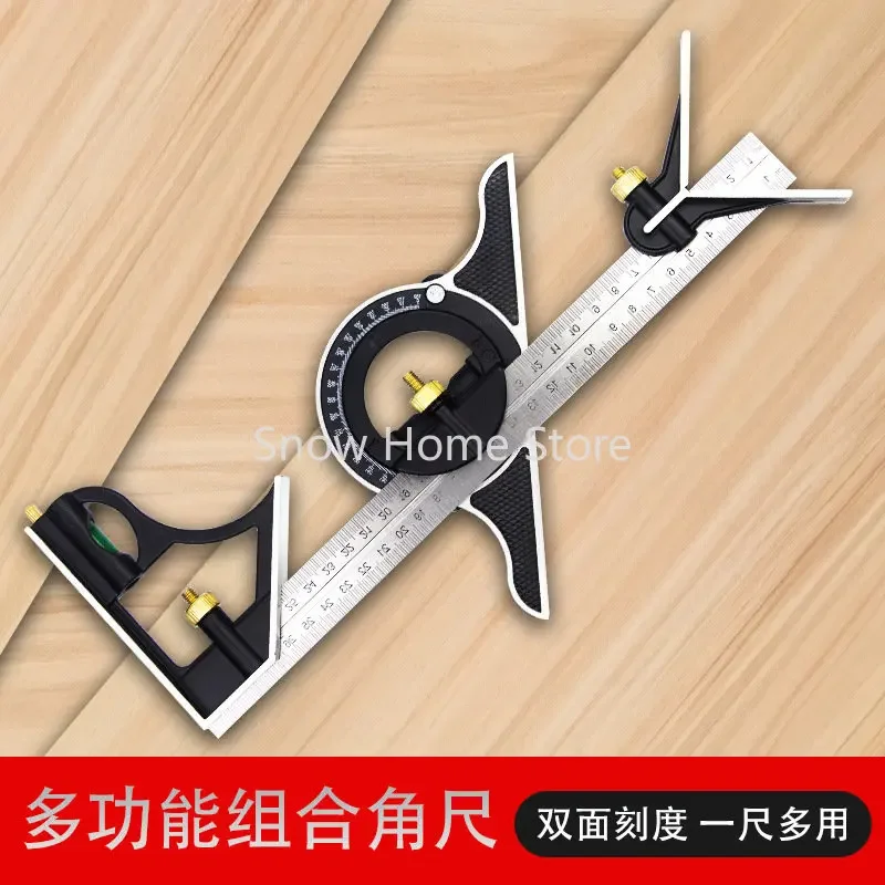 300mm Multi-Functional Combined Angle Ruler Horizontal Movable Right Angle Ruler 45 Degrees Measuring Circle Center