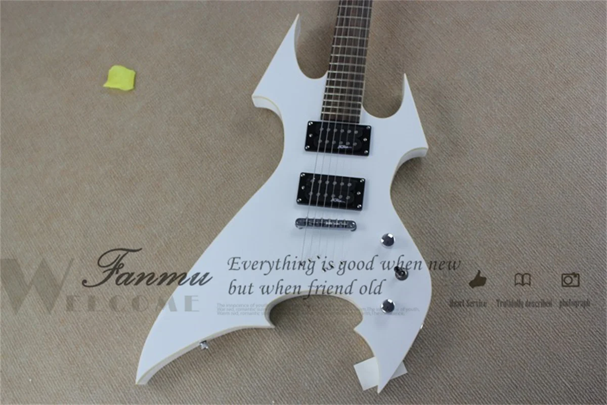 White Electric Guitar Bcr Body White Binding HH Pickups Rosewood Fingerboard 22 Frets  Fixed Bridge custom Color