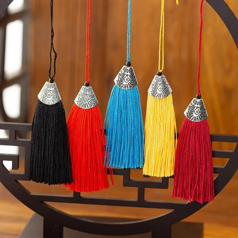 5/10/20Pcs 8cm Silver Fish Mouth Cap Tassels Chinese Silk Tassel DIY Garment Instrument Fan Home Sewing Ornaments