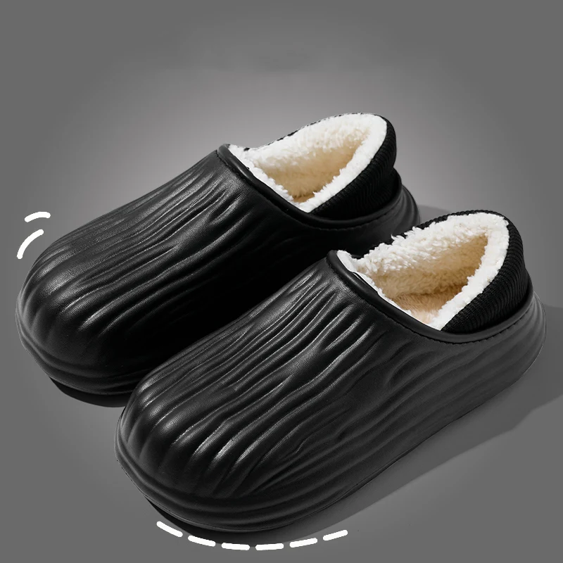 2024 New Couple Winter Wrap Heel Warm Waterproof Soft Lithe Fluffy Slippers For Men Women Non-slip Mule Home Casual Cotton Shoes