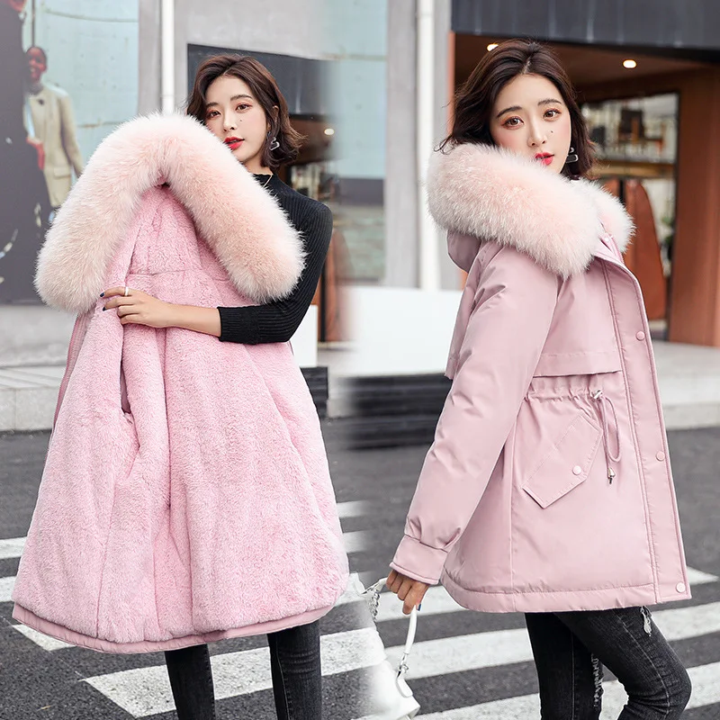Outerwear Parka Mid Length Winter New Fashion Thickened Warm Cotton Jacket Women Casual Down Cotton Jacket