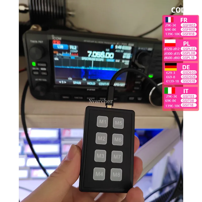 Nvarcher ICOM radio external control keyboard for IC-705 IC-7300 IC-7100 IC-7410 IC-9700 SSB CW RTTY mode