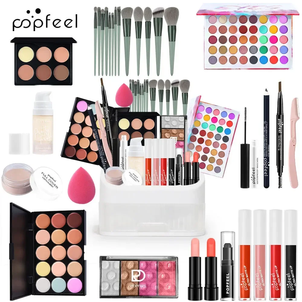 Best-Selling Popfeel Makeup Kit Full Set All in One Lipstick lip Gloss Mascara Concealer Brush Luxe Sets Gifts Women Cosmetics