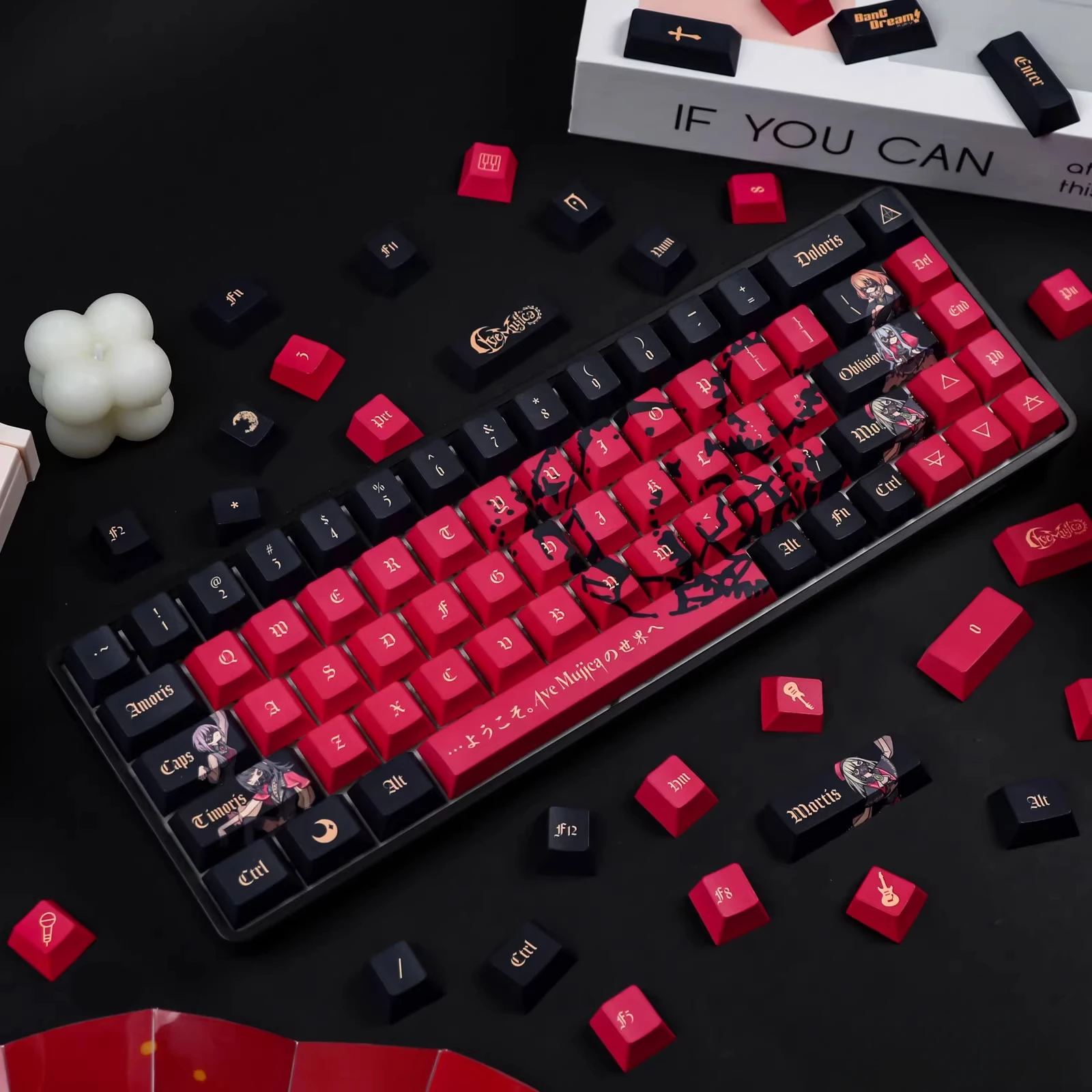 Sakiko Togawa PBT Keycaps BanG Dream Game DYE Sublimation Key Cover Cherry Cross MX Switch Key Caps Mechanical Keyboard Otaku