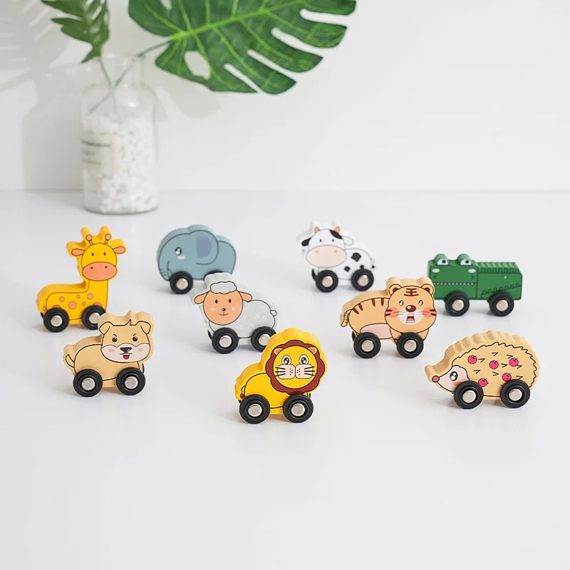 1PC Wooden Tracks Accessories Scene Car Cute Cartoon Animal Ship fit for Brand Wood Train Tracks Railway Toy For Kids Gift