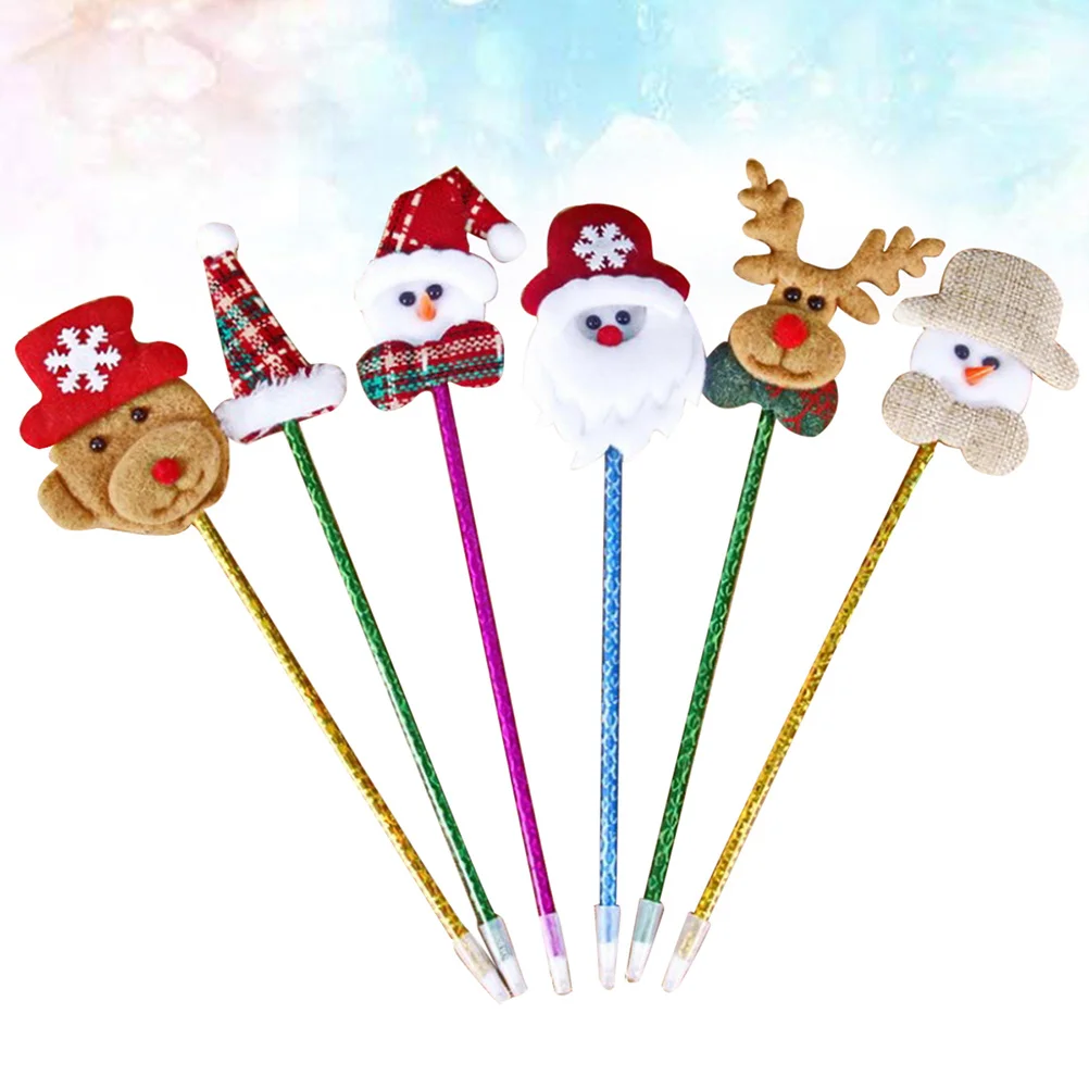 

12Pcs Cartoon Christmas Ballpoint Pen Snowman Santa Claus Black Ink Smooth Writing for School Office Xmas Gift